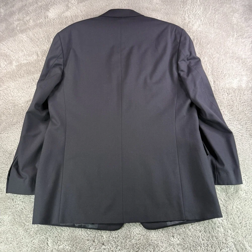 Alan Flusser Super 100s Mens Vtg 42R Navy Wool Blazer Sport Coat Crest Buttons